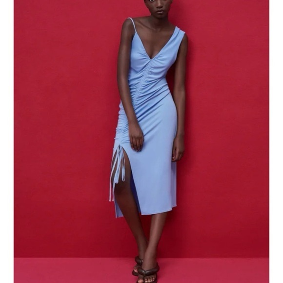 Zara Dresses & Skirts - Zara One Shoulder Blue Dress